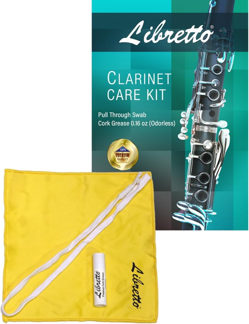 Libretto Clarinet Swab Kit, Pull Through Swab + Cork Grease, Microfiber Swab for Bb Clarinet, Odorless 0.16 oz Cork Grease for Woodwind Musical Instruments - Image 1